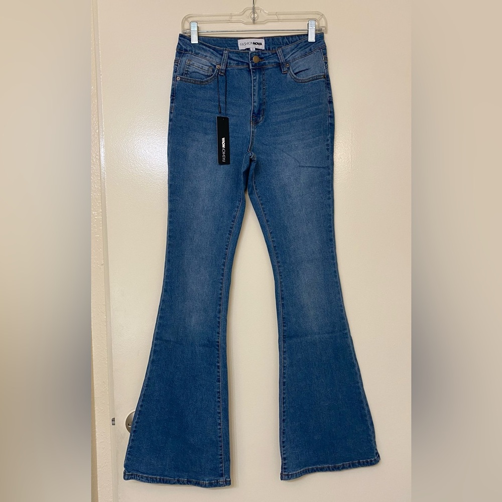 Blue Medium Wash Flare Jeans